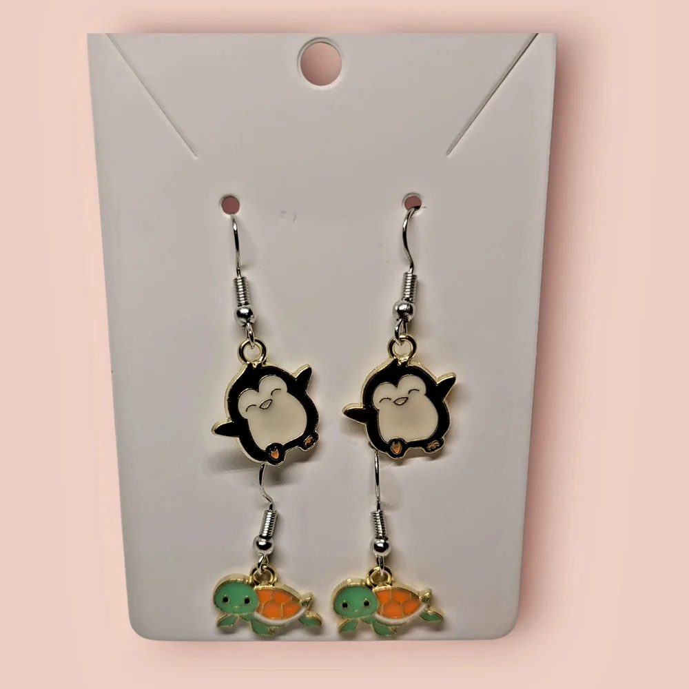 Charming Penguin and Turtle Kids Earrings